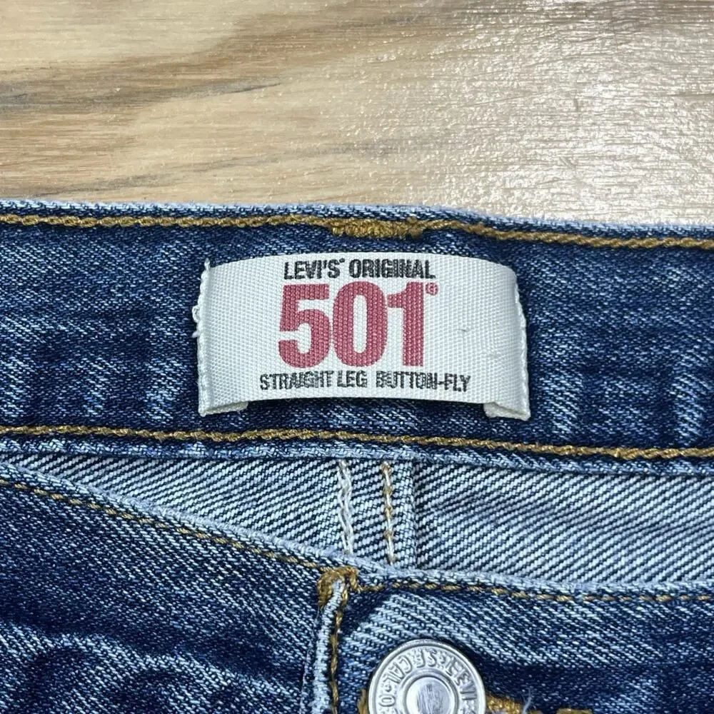 Levis Jeans 501 Original Button Fly Straight Leg Denim Mens 40X34 (38X33)